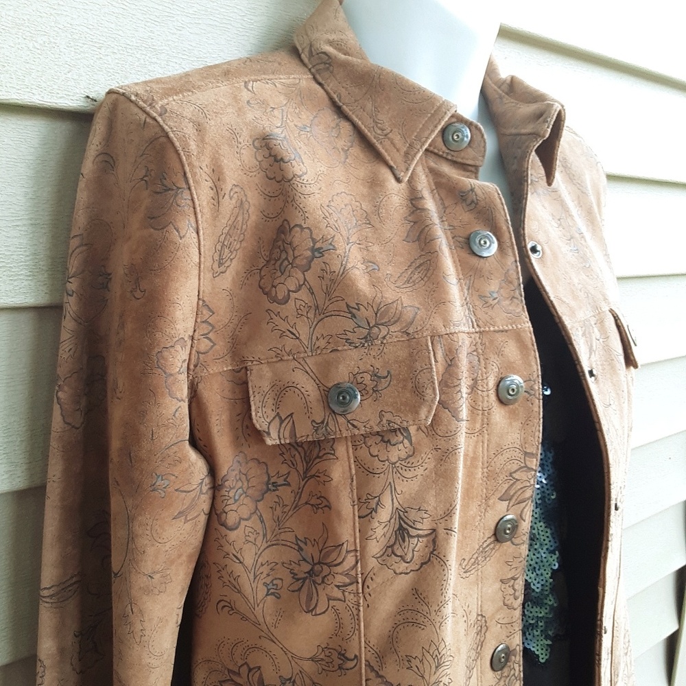 Suede Floral Print Jacket